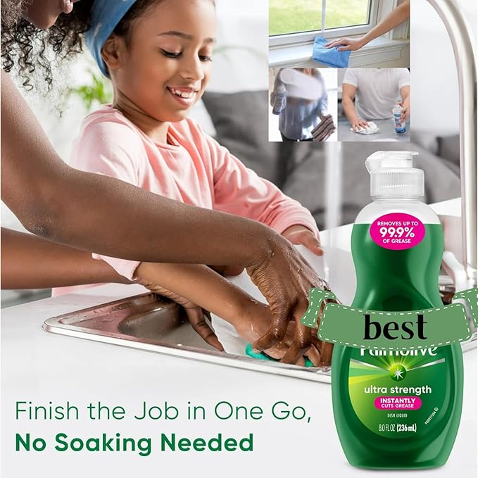 Bundle of 1 Glass Cleaner Spray 23 oz and 1 Liquid Dish Soap 8 fl oz Bundle with 1 Microfiber Cleaning Cloth