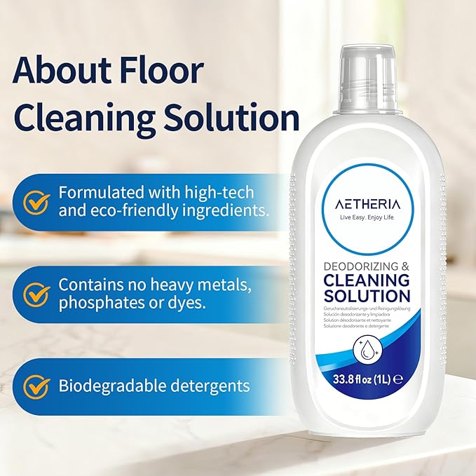 Floor Cleaning Solution Compatible With Tineco, Suitable With All Robot Vacuums with Mopping and Cordless Wet/Dry Vacuum Mop Cleaner,Deep Cleans for Multiple Hard Floors,1 Bottle (1L / 33.8 Fl Oz)
