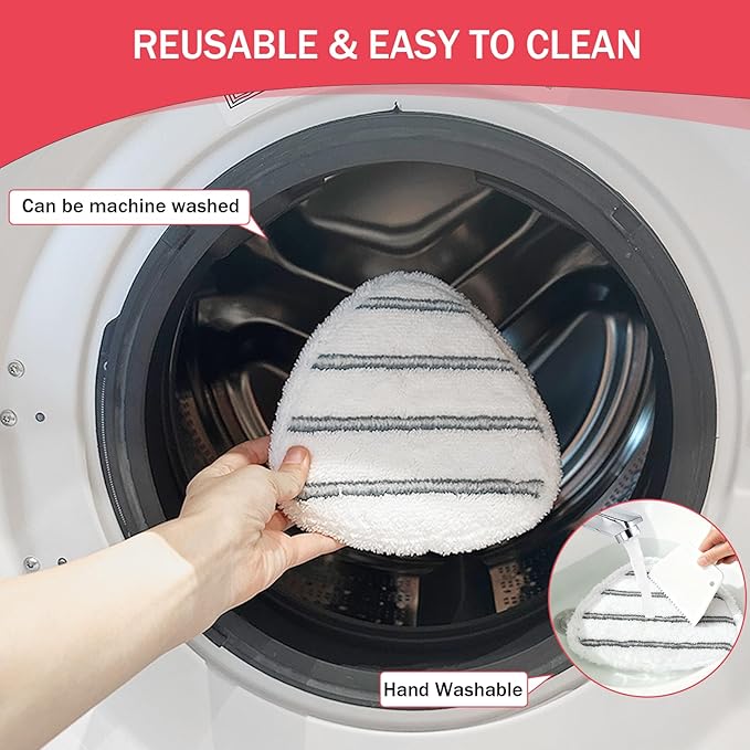 Triangule Flat Mop Replacement Pads, Spin Mop Pad Replacement, 8 Pack Mop Refill Pads, 1 Mop Base and 1 Scraper for Cleaning Floor, Wall, Ceiling, Easy to Replace
