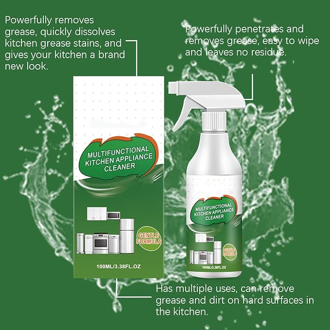 Multi-Purpose Enzyme Foam Cleaner, Kitchen Appliance Cleaner Spray, Heavy Duty Degreaser Stain Remove, Kitchen Heavy Duty Doaming Degreaser, for Household, Oven, Stove, Range Hood (2PCS)