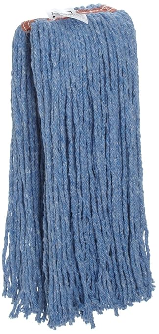 Rubbermaid Commercial Cut End Wet Mop Head, Blue, Heavy Duty Wet Mop for Floor Cleaning Office/School/Stadium/Bathroom, Pack of 12