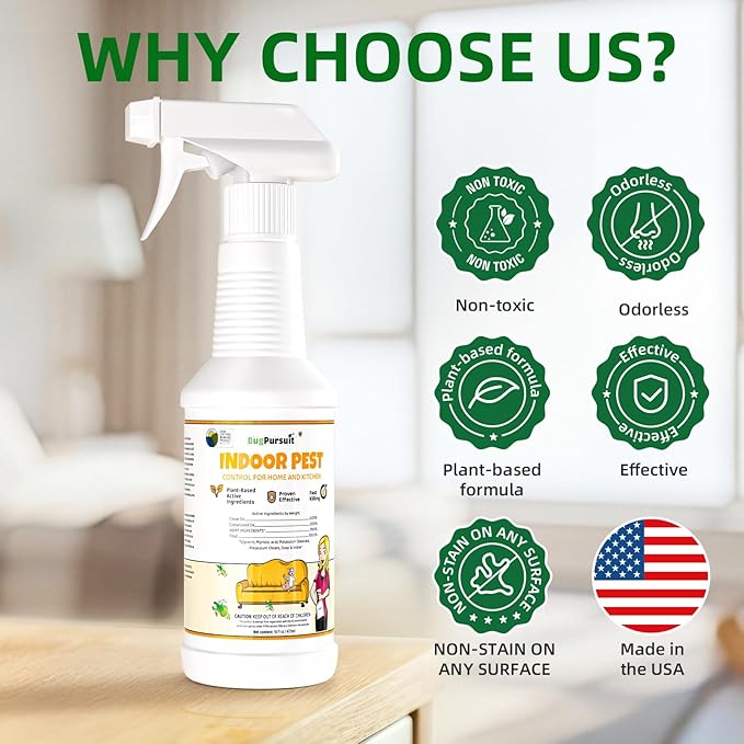 Bed Bug Spray 16 Oz, Carpet Beetle Killer, Indoor & Outdoor Bug Control for Bug Egg, Mite, Ant, Spider and Flea, Plant Extract Based Non Toxic Bed Bug Killer, Child & Pet Safe