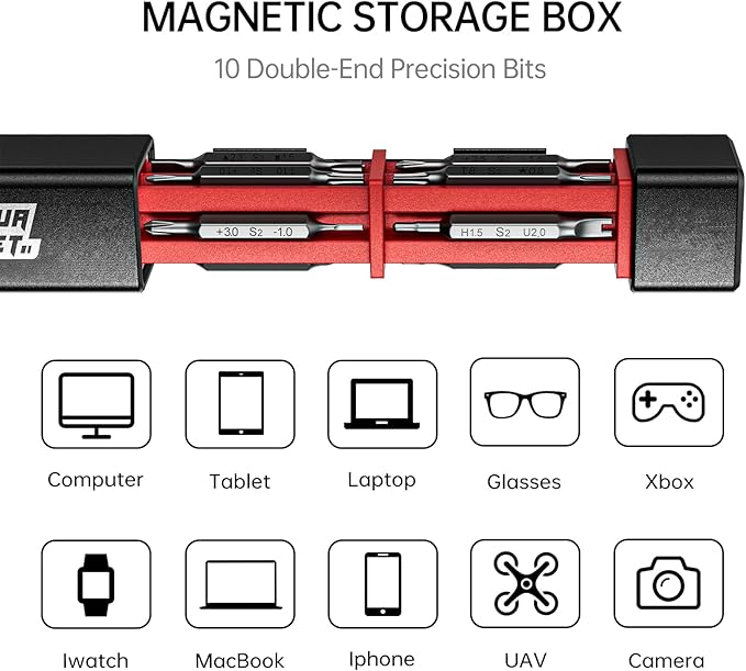 JAKEMY 20 in 1 Metal Precision Screwdriver Set, 10 Pcs Reinforced S2 Steel Precision Double-head Bits, Manual Pen Shaped Screwdriver Kit, Portable Screwdriver Repair Tool Kit
