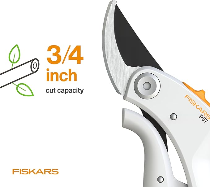 Fiskars Bypass Pruner with PowerLever, Lightweight Garden Shears, White