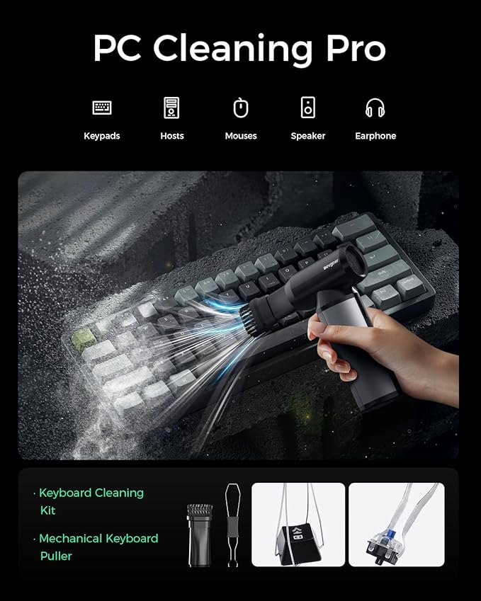 EG evoger Electric Air Duster,180000RPM Super Power Handheld Cordless Air Duster 10000mAh 3-Gear Adjustable Dust Blower for Computer, Keyboard,Outdoor, House, Car