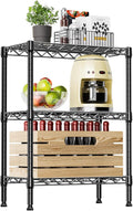 IZEUK 3-Tier Steel Storage Shelves, Heavy Duty Metal Shelf Wire Shelving Rack for Pantry, Kitchen, Living Room, or Office Organization (21.7" W x 11.8" D x 28.6" H, 750LBS, Black)