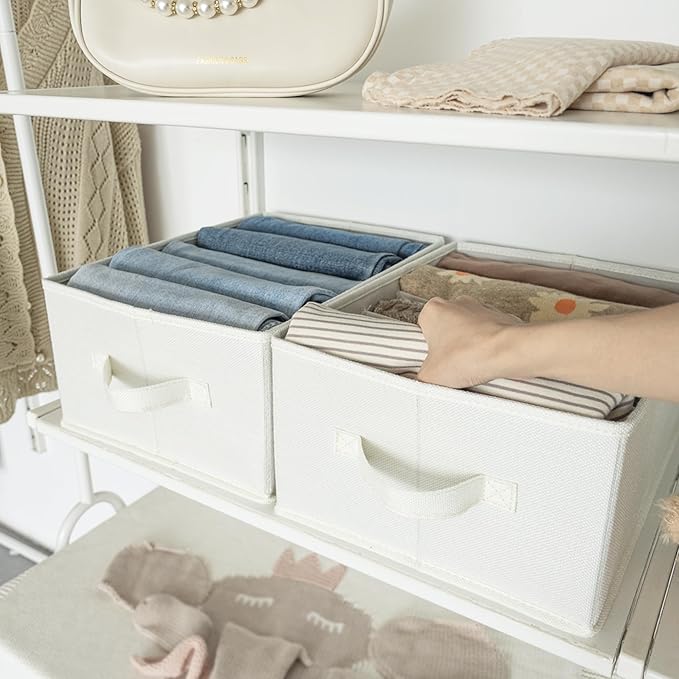 GRANNY SAYS Jean Organizer for Closet, Clothes Drawer Organizer, Pants Organizer, Wardrobe Clothes Organizers, Clothes Storage Bins, Drawers for Sweater, T Shirt, Beige, 6-Pack