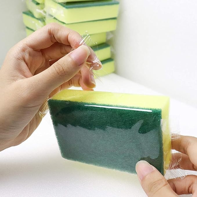 30 Pack Kitchen Sponges Individually Wrapped, Non-Scratch Scouring Pads Bulk Scrub Sponges for Cleaning Kitchen and Household, Car, Dish Sponge for Apartments Hotel