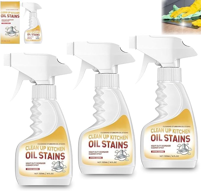 Clean Up Kitchen Oil Stains, Upgrade Heavy Oil Stain Cleaner Kitchen, Versatile Kitchens Foam Spray Cleaner for Kitchens, Countertops, Range Hoods, Ovens (3PCS)