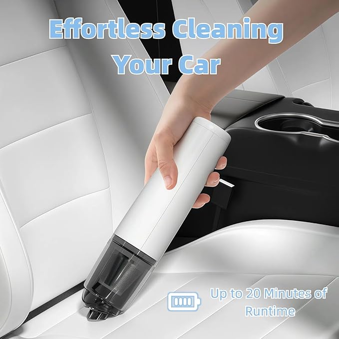 Portable Car Vacuum Cleaner, Cordless Handheld Vacuum, Lightweight Mini Vacuum for Car and Home with Washable HEPA Filter, Rechargeable