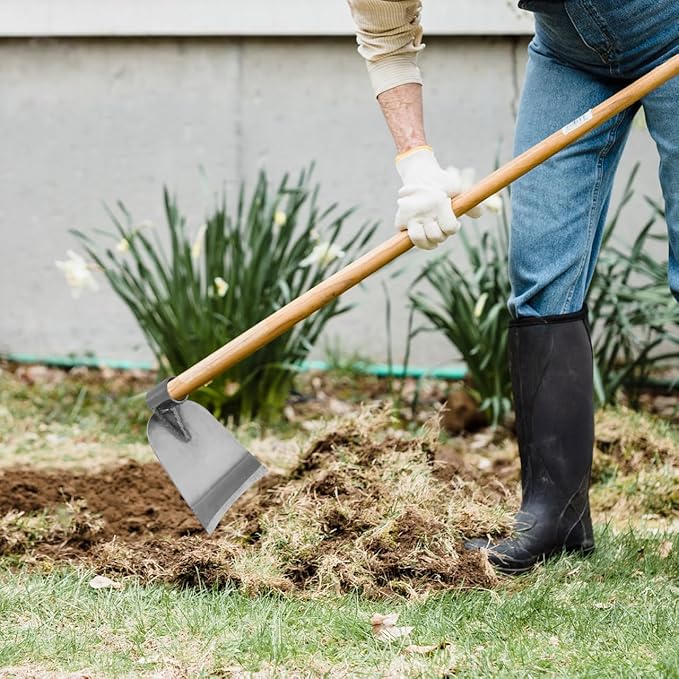 POPETPOP Stainless Steel Gardening Hoe - Handheld Farm Tool for Weeding Digging Soil Loosening and Transplanting - Compact Durable Garden Tool for Home and Outdoor Use