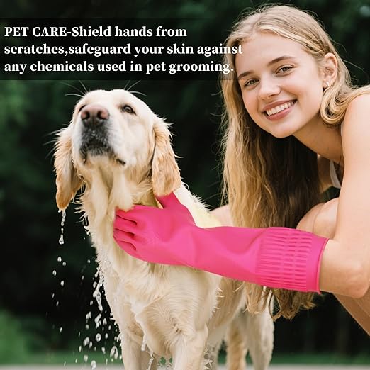 Rubber Gloves for Cleaning – 3 Pairs Reusable Gloves for Dishwashing, Kitchen and Household Tasks, 15-Inch Long, Non-Slip and Waterproof (Large)