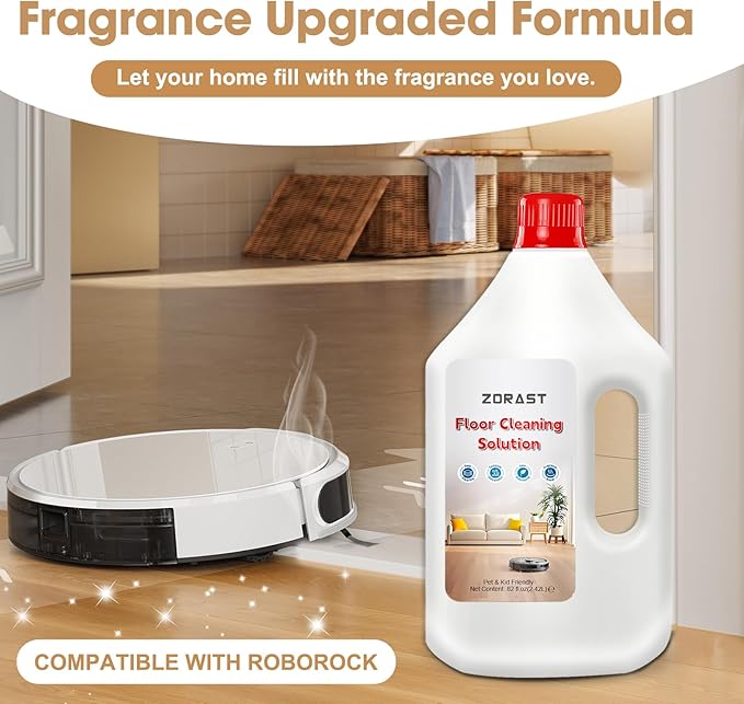 Floor Cleaning Solution, 82 Fl Oz, Compatible with All Roborock Mopping Robots (S7, S8, Qrevo, Q7, Q8 series), Deep Streak Cleans for Multiple Hard Floors, Low-Foam Delivers Clog Free