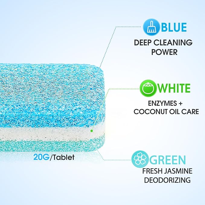 Washing Machine Cleaner Tablets - Deep-Cleaning Descaler for Front Load and Top Load Washers, Including HE, 30 Pack (15 Month Supply)
