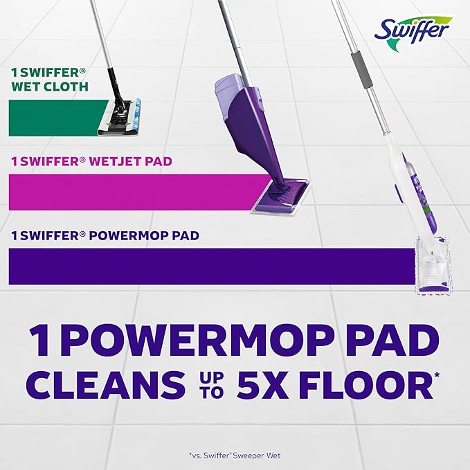 Swiffer PowerMop Multi-Surface Mop Kit for Floor Cleaning, Fresh Scent, Mopping Kit Includes PowerMop, 2 Mopping Pad Refills, 1 Floor Cleaning Solution with Fresh Scent and 2 Batteries