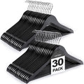 TOPIA HANGER Wooden Coat Hangers 30 Pack, Black Wood Suit Hangers with Non Slip Pants Bar, 360° Swivel Hook and Shoulder Notches for Camisole, Jacket, Pants, Smooth Finish Clothes Hangers -CT34B30