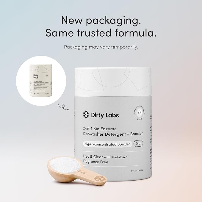 Dirty Labs | Dishwasher Detergent and Booster | Scent Free | 96 Loads (2 lbs) | Ultra Clean, Spot Free, Quick Wash Optimized | Hyper Concentrated
