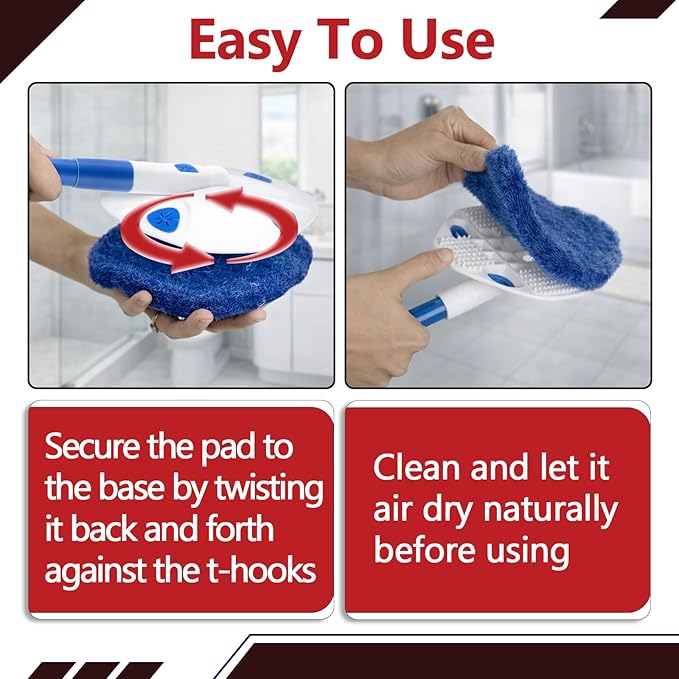 10Pcs Shower Scrubber Refill Pads Compatible with Clorox Tub & Tile Scrubber, Durable Blue Non-Scratch Replacement Pads for Bathroom & Toilet Wall Floor Cleaning