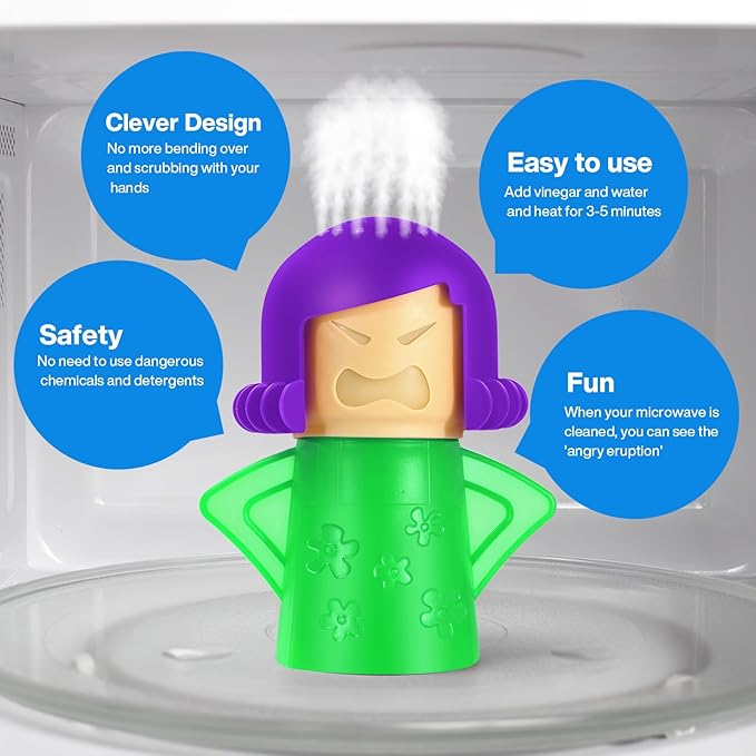 Spardar Angry Mama Microwave Oven Steam Cleaner, Microwave Cleaner Disinfects With Vinegar and Water for Kitchens, The Fun and Easy Way to Steam Clean Crud with Amazing Results