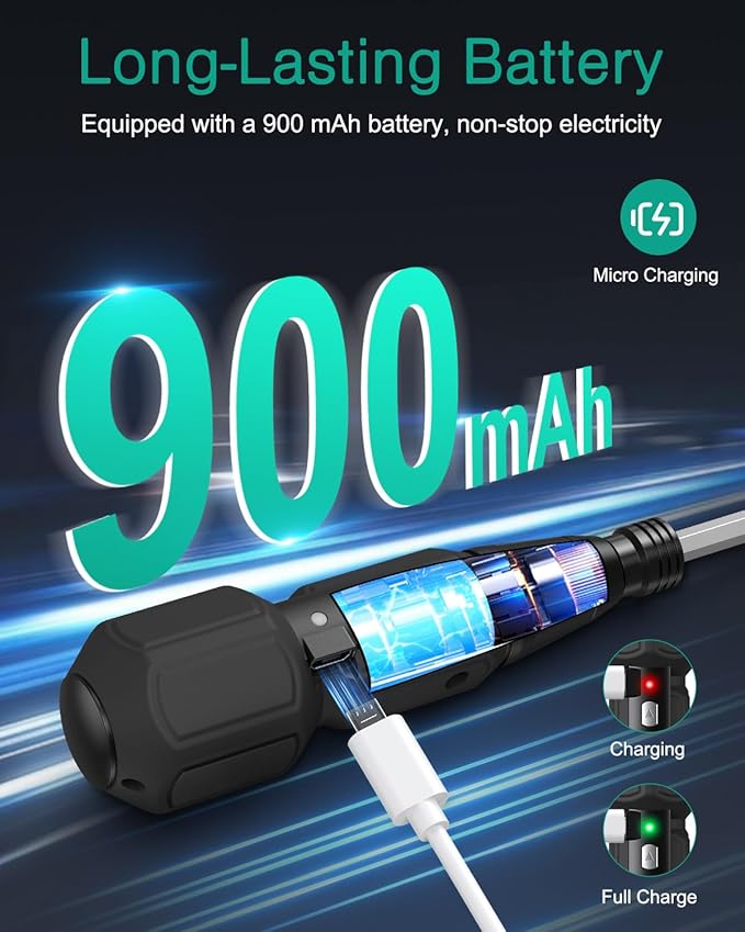 ORIA Electric Screwdriver Cordless, 12 in 1 Rechargeable Electric Screwdriver Set with 10 Bits and 1/4 inch Bit Holder, Power Repair Tool Kit with LED Lights, Charging Cable, for Phones,Toys, PC