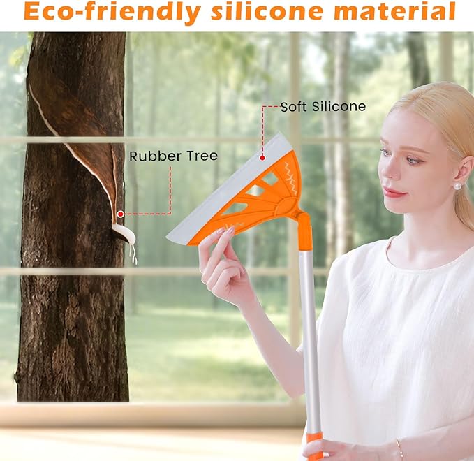 Multifunction Magic Rubber Air Broom, Replaceable Silicone Floor Squeegee, Sweeper and Scrape 2 in 1 Household Cleaning Squeegee Broom for Floor, Bathroom, Kitchens, Tile, Glass (Orange)