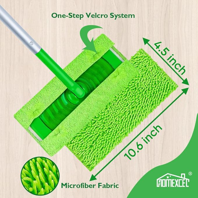 HOMEXCEL Microfiber Mop Pads Compatible with Swiffer Sweeper, Reusable Machine Washable Pad Refills, Mop Head Replacements for Multi Surface Floor Cleaning, 10 Pack