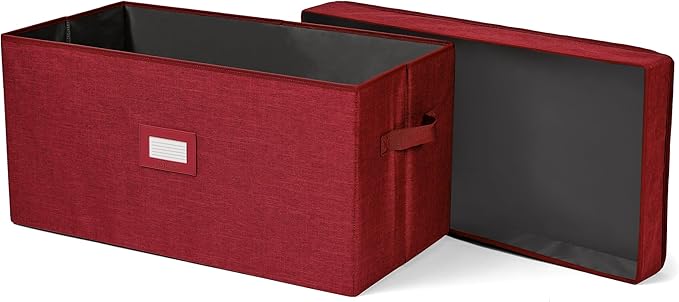 Covermates Keepsakes - Storage Box - Heavy Duty Polyester - Reinforced Handles - ID Window - Indoor Storage - Closet Storage, Red Heather