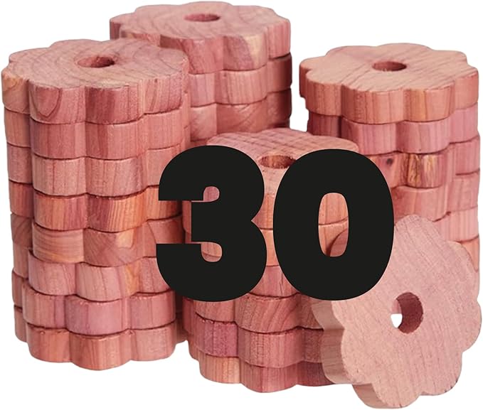 Professor Killamoth 30 Cedar Rings for Clothes Storage - Stop Clothes Damage - 30 Fresh Cedar Rings to Protect Your Clothes