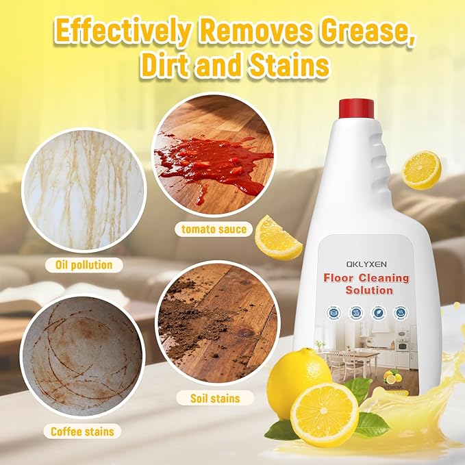 Floor Cleaning Solution Compatible with Roborock Robot Vacuum and Mop Cleaner (Qrevo/Q7/Q10/Saros 10R), Deep Clean For Multiple Hard Floor, Suitable for All Robot Vacuum With Mopping (Lemon)