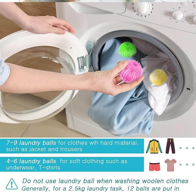 Blulu 48 Pieces Pet Hair Remover for Laundry Dryer Balls Reusable Washing Machine Hair Catcher Pet Dog Cat Catcher Lint Remover (Rainbow Color)