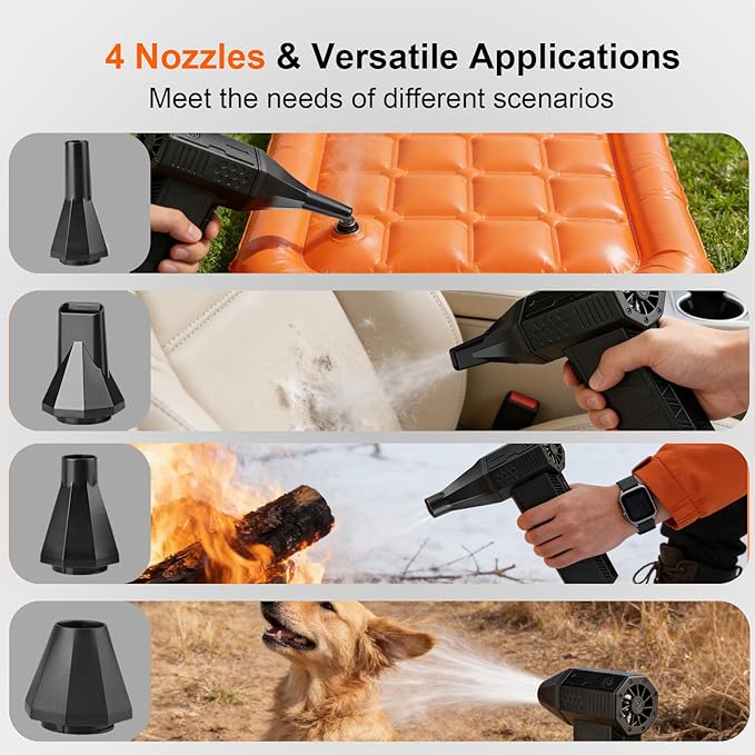 X3Max Compressed Air Duster 2026 Upgraded - 180000 RPM Brushless Electric Blower, 3-Speed Turbo, 4 Nozzles, Rechargeable Cordless Duster for Keyboard PC,Snow Leaves, Canned Air Alternative
