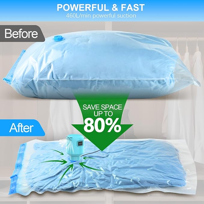 Electric Pump for Vacuum Storage Bags, 55W 5000PA Portable Travel Vacuum Pump for Storage Bags