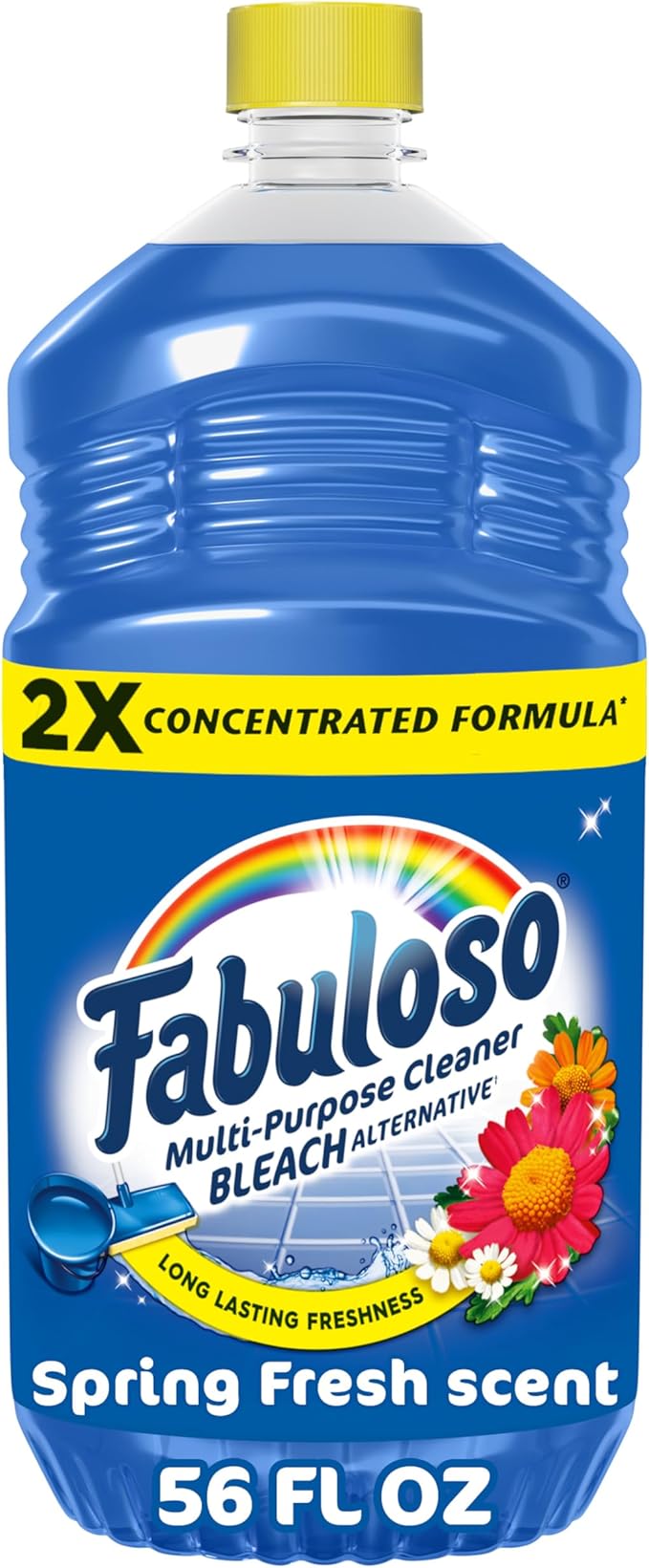 Fabuloso Multi-Purpose Cleaner and Floor Cleaner, 2X Concentrated Formula, Long-Lasting Freshness, Spring Fresh Scent, 56 oz