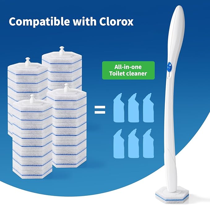 Compatible with Clorox Toilet Wand – Disposable Toilet Brush Head Refills (20 Count), Wand Not Included