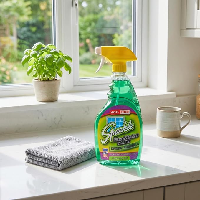 Sparkle Green Formula Glass Cleaner, 33.8 Oz Bottle