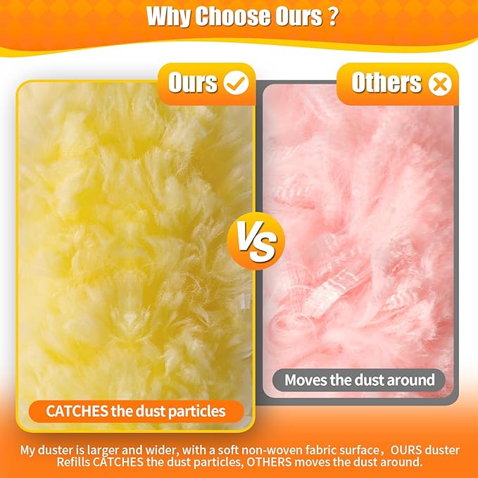 60 Count 360° Heavy Duty Duster Refills, Compatible with Swiffer Duster, Larger Size Disposable Electrostatic Microfiber Dusters, 4X Thick Cleaning Dusters, Unscented