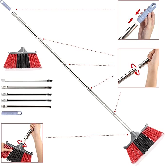 Outdoor Broom, Outside Heavy Duty Brooms for Sweeping Outdoor, Floor Broom is Applied for Courtyard,Garage,etc.（62 inch）
