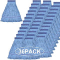 Matthew Cleaning Heavy Duty Mop Head Commercial Grade Replacement for General and Floor Cleaning, Wet Industrial Blue Cotton Looped End String Head Refills (Case of 36) Blue