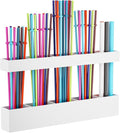 Straw Holder for Cabinet Door, Reusable Tumbler Straw Organizer Storage Container Mount for Kitchen Counter Cupboard Door (White, 9.5inch)