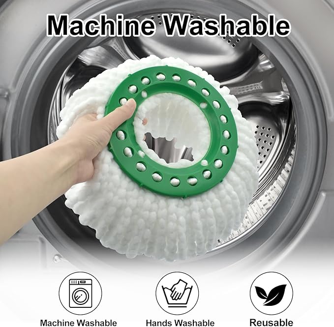 6 Pack Mop Head Replacement for Libman Tornado Spin Mop Reusable Microfiber Spin Mop Heads Refill for Libman Tornado Spin Mop System, Easy to Replace and Machine Washable (White, 6 Pack)