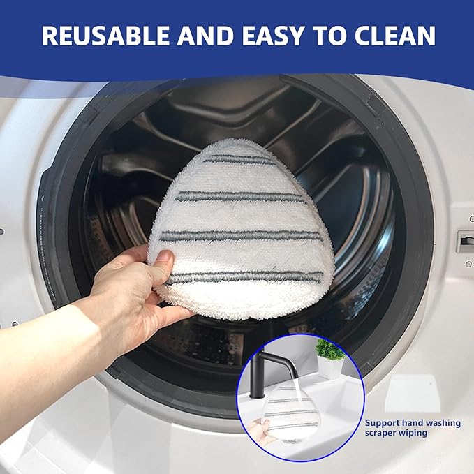 Flat Mop Head Replacements, Microfiber Mopping Pads Refills, 10-Pack Spin Mop Pads + 1 Plastic Pad &1 Scrape for Floor, Wall & Ceiling Cleaning - Fits EasyWring & RinseClean Systems
