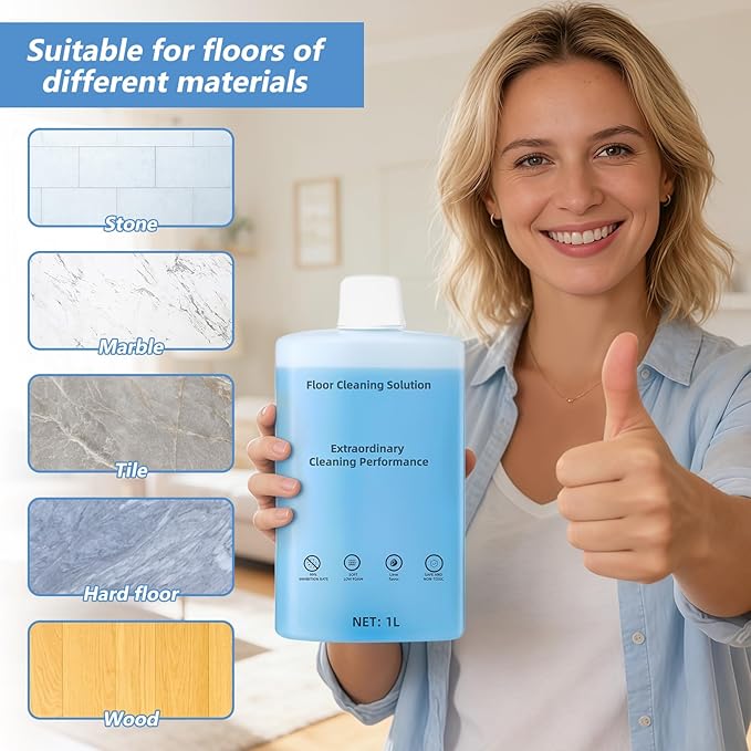 Floor Cleaning Solution Compatible With Roborock Robot Vacuum And Mop Cleaner， Deep Cleans For Multiple Hard Floors, for Robot & Wet Dry Vacuums Mopping Floor Cleaners Solution , 33.8 Fl. OZ(2 Bottle)