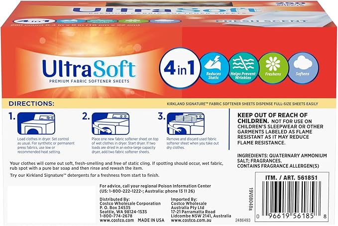 1000 Loads 4-in-1 Thick Laundry Dryer Sheets 6.4"x9" (250 Count/Box),Premium Fabric Softener Fresh Scent,Made in USA,Drive Clothes Ultra Soft,Reduce Static Cling,Help Repel Pet Hair & Prevent Wrinkles