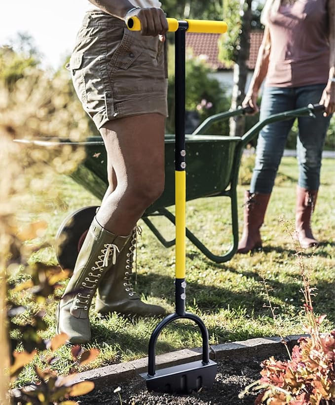 Byhager Professional Lawn Edger Tool, Heavy Duty Steel Half Moon & Saw-Tooth Blade for Clean Borders, Long Handle Reduces Back Strain, Manual Edger Ideal for Garden Edges, Sidewalks, Flower Beds