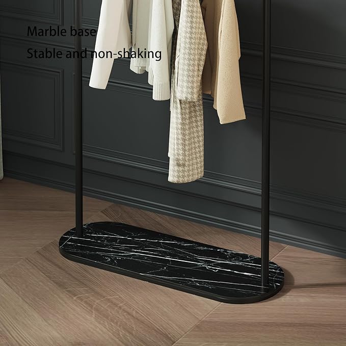 Black Arched Garment Rack with Marble Base, Freestanding Metal Clothing Rack for Bedroom,Entryway or Boutique, Modern Heavy Duty Coat Rack