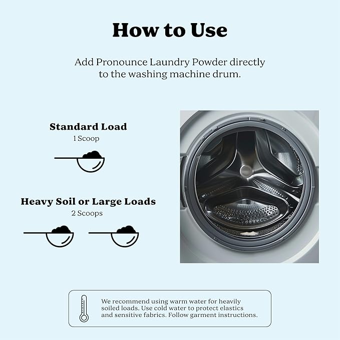 Pronounce Laundry Detergent Powder Alternative | Cleaner Ingredients. Safer for Sensitive Skin. Stain + Smell Fighting. Fragrance Free, HE Safe - 120 Loads (Unscented).