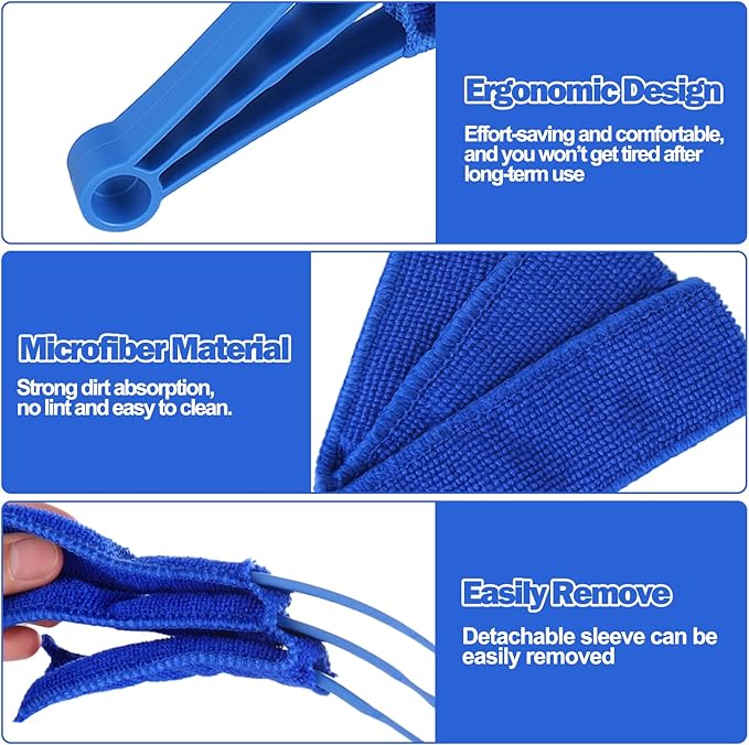 XANGNIER Window Blind Cleaner Duster Tool Set,Blind Cleaning Tools,Washable Multi-Surface Dusting Kit for Wood Blind,Venetian Blinds,Vinyl Blinds,AC Vents,Car Vents,Air Condition,Shutter& Fans