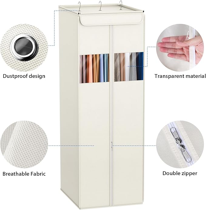 Zilink Clear Garment Bags for Hanging Clothes 54" Large Hanging Garment Bag for Closet Storage with Clear Window Space Saving Garment Storage Bags for Suits, Coats, Dresses, 2-Pack