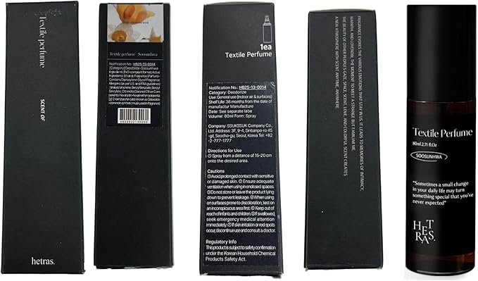 hetras Textile Perfume | Soosunhwa - Elegant Daffodils Scent | Long-Lasting Subtle Fragrance Wrinkle Release Spray | Travel-Size Linen Freshener | Made with Natural Essential Oils, 2.7 fl. oz.