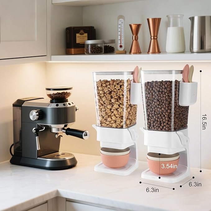 Osacoe Cereal Dispenser Countertop 2 Pack with Bowls Spoons Cutlery Box,5.5 QT Dry Food Dispenser Snack Organizer Containers Storage with Lids for Pantry Kitchen Organization Oatmeal Nut Granola Candy